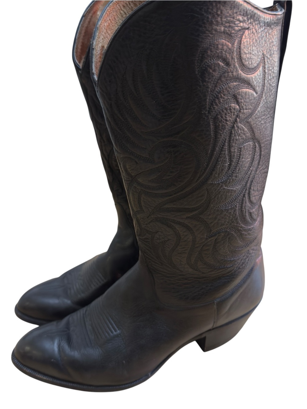 Tony Lama Black Leather Western Cowboy Boots Women’s 8 M Vintage USA Western GUC - Picture 11 of 12